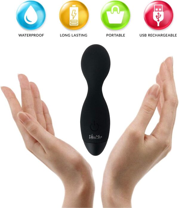Mini baguette de massage : compacte – légère – rechargeable par USB (Noir)
